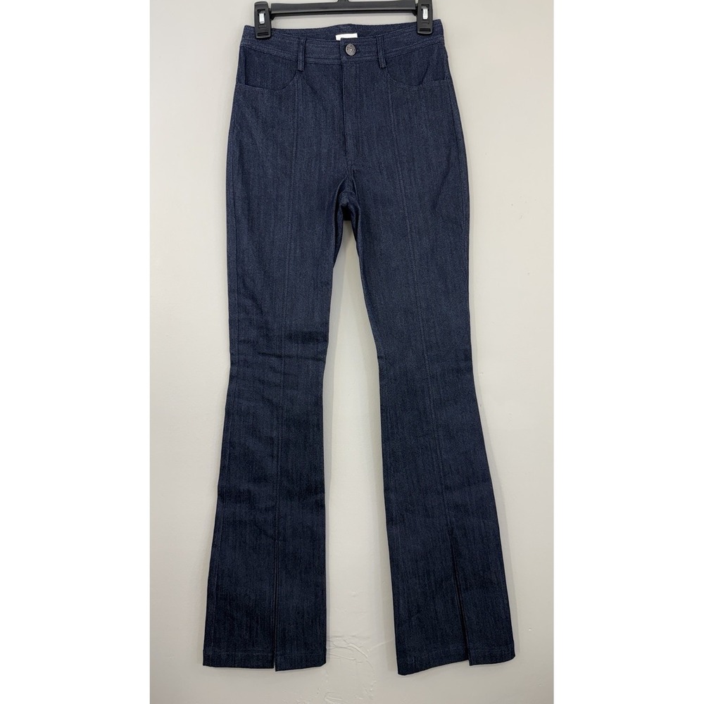Cinq a Sept Shanis Bootcut Stretch Pants Sz 0 (26") Front Seam Split Ankle Hem